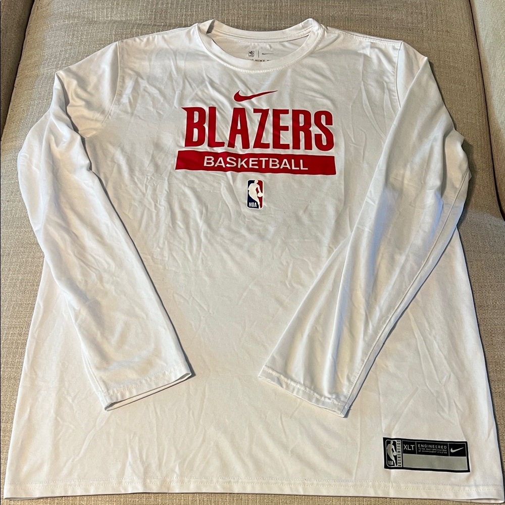 Nike NBA Authentic Dri-Fit White Long Sleeve Portland Trail Blazers